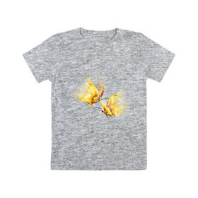 Детская футболка хлопок с принтом Золотые бабочки , 100% хлопок | круглый вырез горловины, полуприлегающий силуэт, длина до линии бедер | Тематика изображения на принте: бабочки | девушкам | для девушек | животные | насекомые