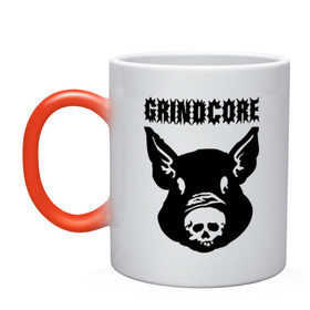 Кружка хамелеон с принтом Grindcore (pig) , керамика | меняет цвет при нагревании, емкость 330 мл | Тематика изображения на принте: grindcore | gringcore | metal | rock | trash | гpайндкор | метал | рок музыка | треш | трэш