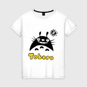 Женская футболка хлопок с принтом Totoro тоторо , 100% хлопок | прямой крой, круглый вырез горловины, длина до линии бедер, слегка спущенное плечо | 