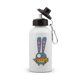 Бутылка спортивная с принтом заяц с морковкой , металл | емкость — 500 мл, в комплекте две пластиковые крышки и карабин для крепления | животные | зайчик | заяц | заяц с морковкой | морковка