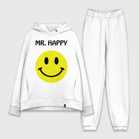 Женский костюм хлопок Oversize с принтом мистер счастье ,  |  | happy | mr. happy | smile | мистер хэппи | рожица | смайл | смайлик | счастье