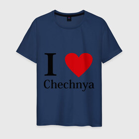 Мужская футболка хлопок с принтом i love chechnya , 100% хлопок | прямой крой, круглый вырез горловины, длина до линии бедер, слегка спущенное плечо. | Тематика изображения на принте: регионы | чеченская республика | чеченцы | чечня | я люблю | я люблю чечню