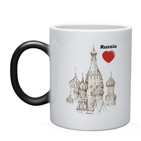 Кружка хамелеон с принтом Люблю Россию (Кремль) , керамика | меняет цвет при нагревании, емкость 330 мл | moscow | russia | государство | москва | патриот | родина | россия | страна | я русский