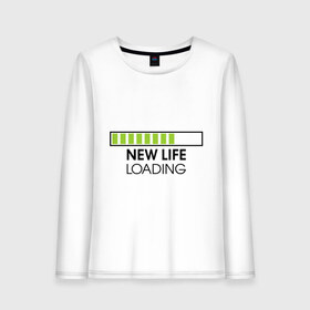 Женский лонгслив хлопок с принтом New life Loading , 100% хлопок |  | loading | new life | progress bar | закгружка | новая жизнь