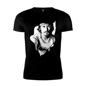 Мужская футболка премиум с принтом Джонни Депп , 92% хлопок, 8% лайкра | приталенный силуэт, круглый вырез ворота, длина до линии бедра, короткий рукав | Тематика изображения на принте: depp | johnny