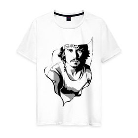 Мужская футболка хлопок с принтом Джонни Депп , 100% хлопок | прямой крой, круглый вырез горловины, длина до линии бедер, слегка спущенное плечо. | Тематика изображения на принте: depp | johnny