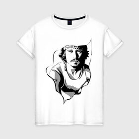 Женская футболка хлопок с принтом Джонни Депп , 100% хлопок | прямой крой, круглый вырез горловины, длина до линии бедер, слегка спущенное плечо | Тематика изображения на принте: depp | johnny