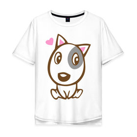 Мужская футболка хлопок Oversize с принтом Doggy in love , 100% хлопок | свободный крой, круглый ворот, “спинка” длиннее передней части | Тематика изображения на принте: влюбленная собака | дог | пес | собака | собачка | щенок