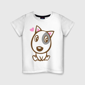 Детская футболка хлопок с принтом Doggy in love , 100% хлопок | круглый вырез горловины, полуприлегающий силуэт, длина до линии бедер | влюбленная собака | дог | пес | собака | собачка | щенок