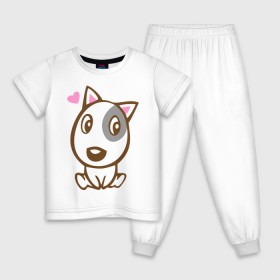 Детская пижама хлопок с принтом Doggy in love , 100% хлопок |  брюки и футболка прямого кроя, без карманов, на брюках мягкая резинка на поясе и по низу штанин
 | влюбленная собака | дог | пес | собака | собачка | щенок
