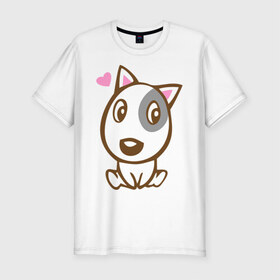 Мужская футболка премиум с принтом Doggy in love , 92% хлопок, 8% лайкра | приталенный силуэт, круглый вырез ворота, длина до линии бедра, короткий рукав | влюбленная собака | дог | пес | собака | собачка | щенок