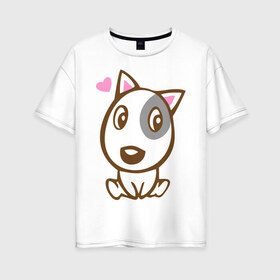 Женская футболка хлопок Oversize с принтом Doggy in love , 100% хлопок | свободный крой, круглый ворот, спущенный рукав, длина до линии бедер
 | Тематика изображения на принте: влюбленная собака | дог | пес | собака | собачка | щенок