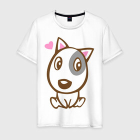 Мужская футболка хлопок с принтом Doggy in love , 100% хлопок | прямой крой, круглый вырез горловины, длина до линии бедер, слегка спущенное плечо. | влюбленная собака | дог | пес | собака | собачка | щенок