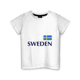 Детская футболка хлопок с принтом Сборная Швеции - 10 , 100% хлопок | круглый вырез горловины, полуприлегающий силуэт, длина до линии бедер | football | сборная швеции | флаг швеции | футбол | швеция