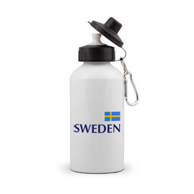 Бутылка спортивная с принтом Сборная Швеции - 10 , металл | емкость — 500 мл, в комплекте две пластиковые крышки и карабин для крепления | Тематика изображения на принте: football | сборная швеции | флаг швеции | футбол | швеция