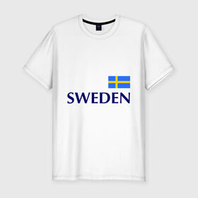 Мужская футболка премиум с принтом Сборная Швеции - 10 , 92% хлопок, 8% лайкра | приталенный силуэт, круглый вырез ворота, длина до линии бедра, короткий рукав | Тематика изображения на принте: football | сборная швеции | флаг швеции | футбол | швеция