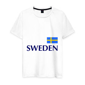 Мужская футболка хлопок с принтом Сборная Швеции - 10 , 100% хлопок | прямой крой, круглый вырез горловины, длина до линии бедер, слегка спущенное плечо. | football | сборная швеции | флаг швеции | футбол | швеция