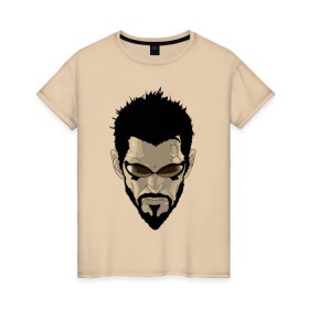 Женская футболка хлопок с принтом Deus Ex Human Revolution - Adam Jensen , 100% хлопок | прямой крой, круглый вырез горловины, длина до линии бедер, слегка спущенное плечо | адам дженсен | игры | компьютерные игры | персонаж