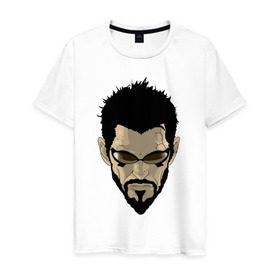 Мужская футболка хлопок с принтом Deus Ex Human Revolution - Adam Jensen , 100% хлопок | прямой крой, круглый вырез горловины, длина до линии бедер, слегка спущенное плечо. | адам дженсен | игры | компьютерные игры | персонаж