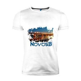 Мужская футболка премиум с принтом Novosib print , 92% хлопок, 8% лайкра | приталенный силуэт, круглый вырез ворота, длина до линии бедра, короткий рукав | город | города | мост | новосиб | новосибирск | нск