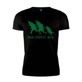 Мужская футболка премиум с принтом Беги лес , 92% хлопок, 8% лайкра | приталенный силуэт, круглый вырез ворота, длина до линии бедра, короткий рукав | eco | run forest run | беги лес беги | зеленые технологии | зелень | лес | планета | чистота | эко | экология