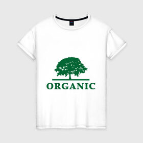 Женская футболка хлопок с принтом Дерево органика , 100% хлопок | прямой крой, круглый вырез горловины, длина до линии бедер, слегка спущенное плечо | eco | organic | дерево | зеленые технологии | зелень | планета | чистота | эко | экология