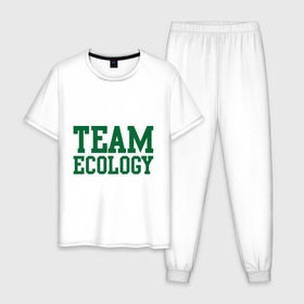 Мужская пижама хлопок с принтом Команда экологов , 100% хлопок | брюки и футболка прямого кроя, без карманов, на брюках мягкая резинка на поясе и по низу штанин
 | eco | team ecology | зеленые технологии | зелень | планета | чистота | эко | экология