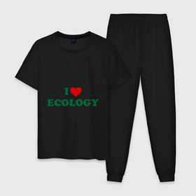 Мужская пижама хлопок с принтом Люблю экологию , 100% хлопок | брюки и футболка прямого кроя, без карманов, на брюках мягкая резинка на поясе и по низу штанин
 | eco | i love ecology | зеленые технологии | зелень | планета | чистота | эко | экология | я люблю экологию