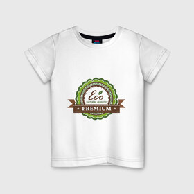 Детская футболка хлопок с принтом Натуральное качество , 100% хлопок | круглый вырез горловины, полуприлегающий силуэт, длина до линии бедер | eco | зеленые технологии | зелень | натуральное качество | планета | чистота | эко | экология
