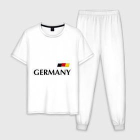 Мужская пижама хлопок с принтом Сборная Германии - 7 , 100% хлопок | брюки и футболка прямого кроя, без карманов, на брюках мягкая резинка на поясе и по низу штанин
 | football | германия | сборная германии | футбол | швайнштайгер