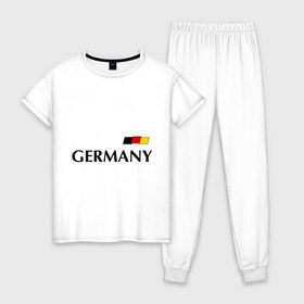 Женская пижама хлопок с принтом Сборная Германии - 13 , 100% хлопок | брюки и футболка прямого кроя, без карманов, на брюках мягкая резинка на поясе и по низу штанин | Тематика изображения на принте: football | германия | мюллер | сборная германии | футбол