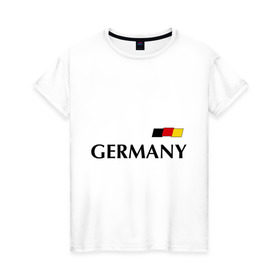 Женская футболка хлопок с принтом Сборная Германии - 13 , 100% хлопок | прямой крой, круглый вырез горловины, длина до линии бедер, слегка спущенное плечо | Тематика изображения на принте: football | германия | мюллер | сборная германии | футбол