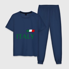 Мужская пижама хлопок с принтом Сборная Италии - 1 , 100% хлопок | брюки и футболка прямого кроя, без карманов, на брюках мягкая резинка на поясе и по низу штанин
 | Тематика изображения на принте: football | буффон | италия | сборная италии