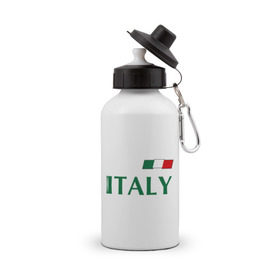 Бутылка спортивная с принтом Сборная Италии - 10 , металл | емкость — 500 мл, в комплекте две пластиковые крышки и карабин для крепления | football | италия | сборная италии