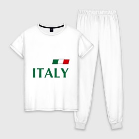 Женская пижама хлопок с принтом Сборная Италии - 10 , 100% хлопок | брюки и футболка прямого кроя, без карманов, на брюках мягкая резинка на поясе и по низу штанин | football | италия | сборная италии