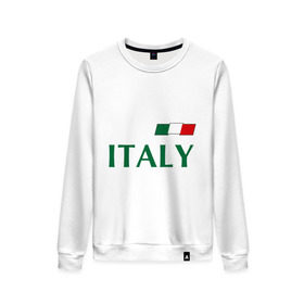 Женский свитшот хлопок с принтом Сборная Италии - 10 , 100% хлопок | прямой крой, круглый вырез, на манжетах и по низу широкая трикотажная резинка  | football | италия | сборная италии