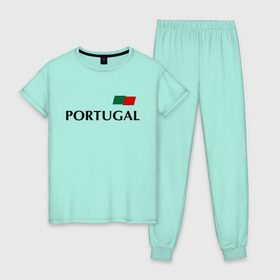 Женская пижама хлопок с принтом Сборная Португалии - Криштиану Роналду 7 , 100% хлопок | брюки и футболка прямого кроя, без карманов, на брюках мягкая резинка на поясе и по низу штанин | football | ronaldo | португалия | роналду | сборная португалии