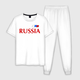 Мужская пижама хлопок с принтом Сборная России , 100% хлопок | брюки и футболка прямого кроя, без карманов, на брюках мягкая резинка на поясе и по низу штанин
 | football | russia | россия | сборная россии | я русский