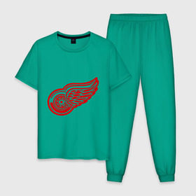 Мужская пижама хлопок с принтом Detroit Red Wings Pavel Datsyuk - Павел Дацюк , 100% хлопок | брюки и футболка прямого кроя, без карманов, на брюках мягкая резинка на поясе и по низу штанин
 | нхл
