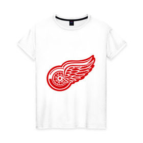 Женская футболка хлопок с принтом Detroit Red Wings Pavel Datsyuk - Павел Дацюк , 100% хлопок | прямой крой, круглый вырез горловины, длина до линии бедер, слегка спущенное плечо | нхл