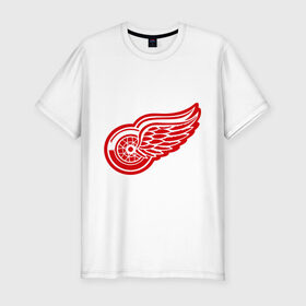 Мужская футболка премиум с принтом Detroit Red Wings Pavel Datsyuk - Павел Дацюк , 92% хлопок, 8% лайкра | приталенный силуэт, круглый вырез ворота, длина до линии бедра, короткий рукав | Тематика изображения на принте: нхл