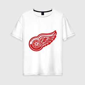 Женская футболка хлопок Oversize с принтом Detroit Red Wings Pavel Datsyuk - Павел Дацюк , 100% хлопок | свободный крой, круглый ворот, спущенный рукав, длина до линии бедер
 | нхл