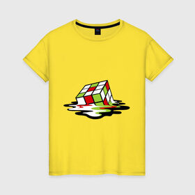 Женская футболка хлопок с принтом Кубик рубика , 100% хлопок | прямой крой, круглый вырез горловины, длина до линии бедер, слегка спущенное плечо | головоломка | игра | игрушка | кубик рубик