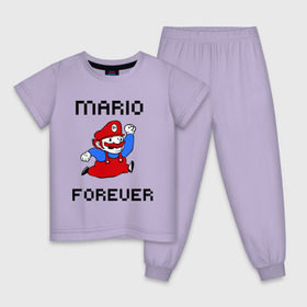 Детская пижама хлопок с принтом Mario forever , 100% хлопок |  брюки и футболка прямого кроя, без карманов, на брюках мягкая резинка на поясе и по низу штанин
 | nintendo | марио | нинтендо