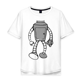 Мужская футболка хлопок Oversize с принтом бендэр , 100% хлопок | свободный крой, круглый ворот, “спинка” длиннее передней части | Тематика изображения на принте: bender | futurama | бендер | мультики | мультфильмы | футурама
