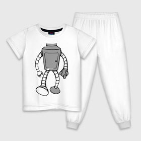 Детская пижама хлопок с принтом бендэр , 100% хлопок |  брюки и футболка прямого кроя, без карманов, на брюках мягкая резинка на поясе и по низу штанин
 | bender | futurama | бендер | мультики | мультфильмы | футурама