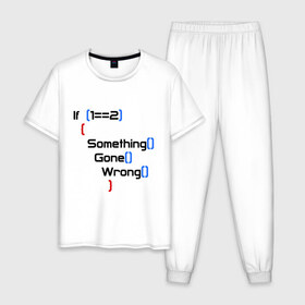 Мужская пижама хлопок с принтом if 1=2 , 100% хлопок | брюки и футболка прямого кроя, без карманов, на брюках мягкая резинка на поясе и по низу штанин
 | 12 | для программистам | если один равно 2 | код | программирование | что то пойдет не так