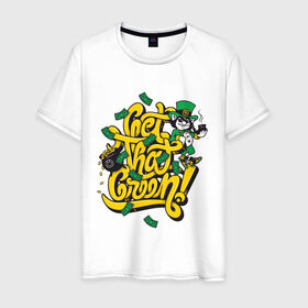 Мужская футболка хлопок с принтом get that green , 100% хлопок | прямой крой, круглый вырез горловины, длина до линии бедер, слегка спущенное плечо. | get that green | бабло | баксы | деньги | доллары | зелень | работа