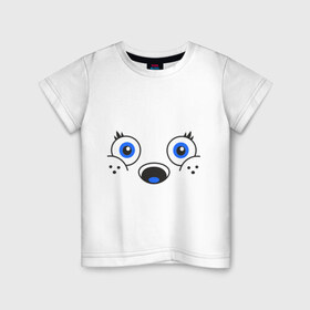 Детская футболка хлопок с принтом Белый мишка , 100% хлопок | круглый вырез горловины, полуприлегающий силуэт, длина до линии бедер | 