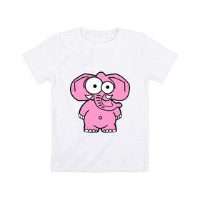 Детская футболка хлопок с принтом Розовый слон , 100% хлопок | круглый вырез горловины, полуприлегающий силуэт, длина до линии бедер | смешной